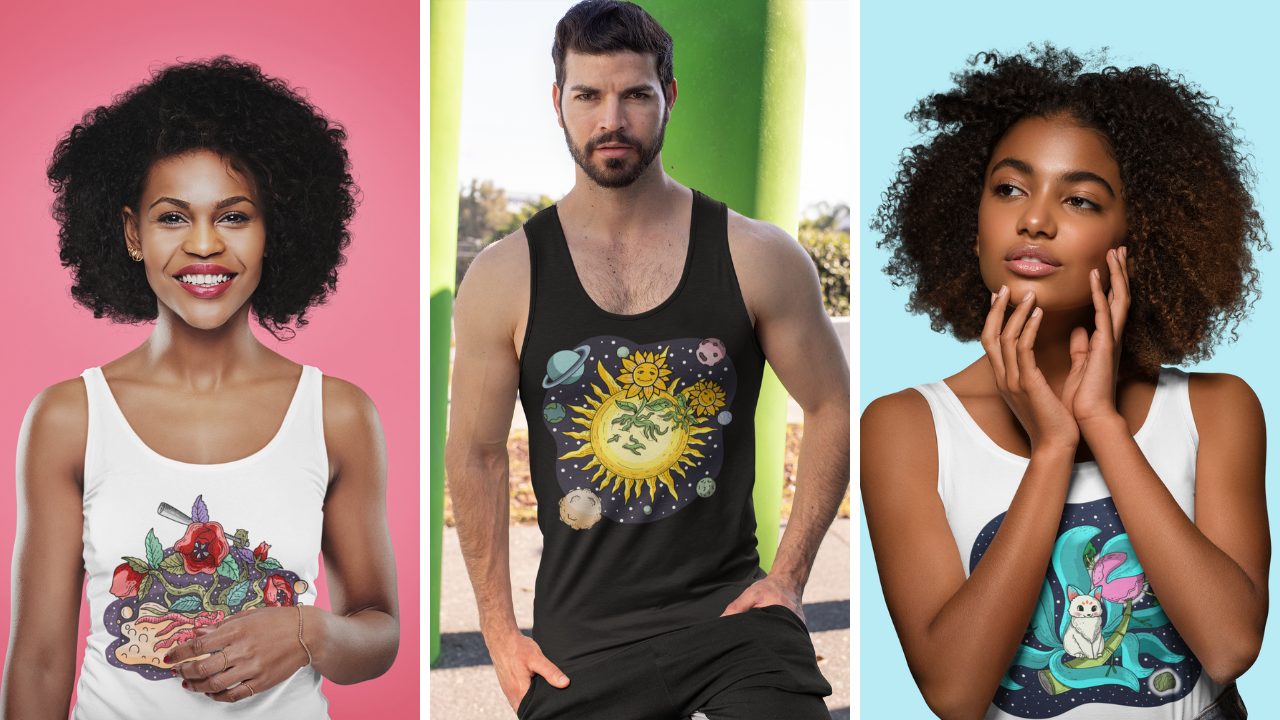 Space Flora Tank Tops