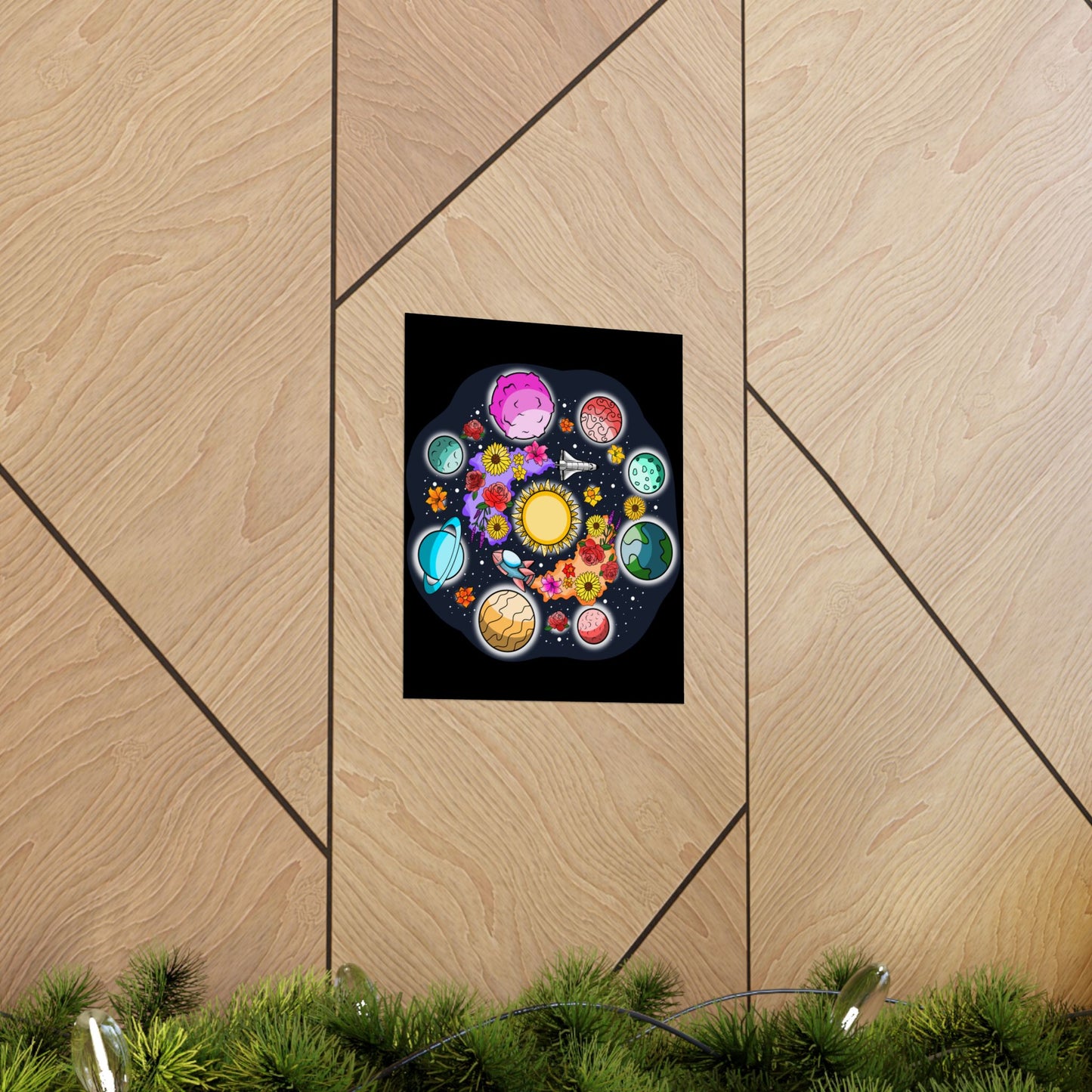 The Space Flora Solar System Matte Space Poster