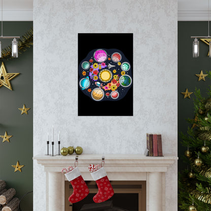 The Space Flora Solar System Matte Space Poster