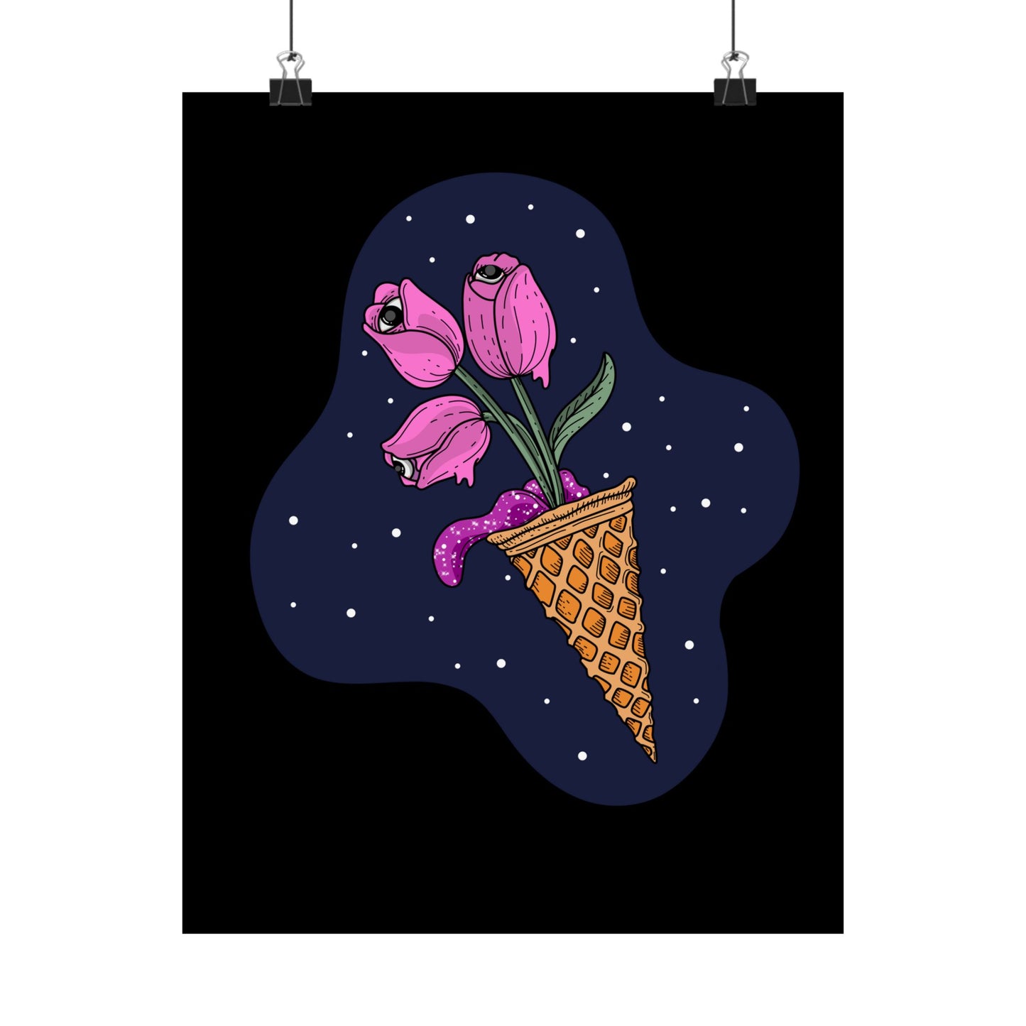 Space Tulips In Unidentified Ice-Cream Cone Space Matte Poster