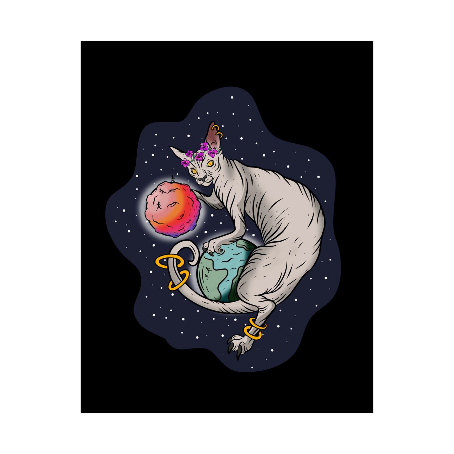 The Great Space Flora Sphynx Cat Space Matte Poster