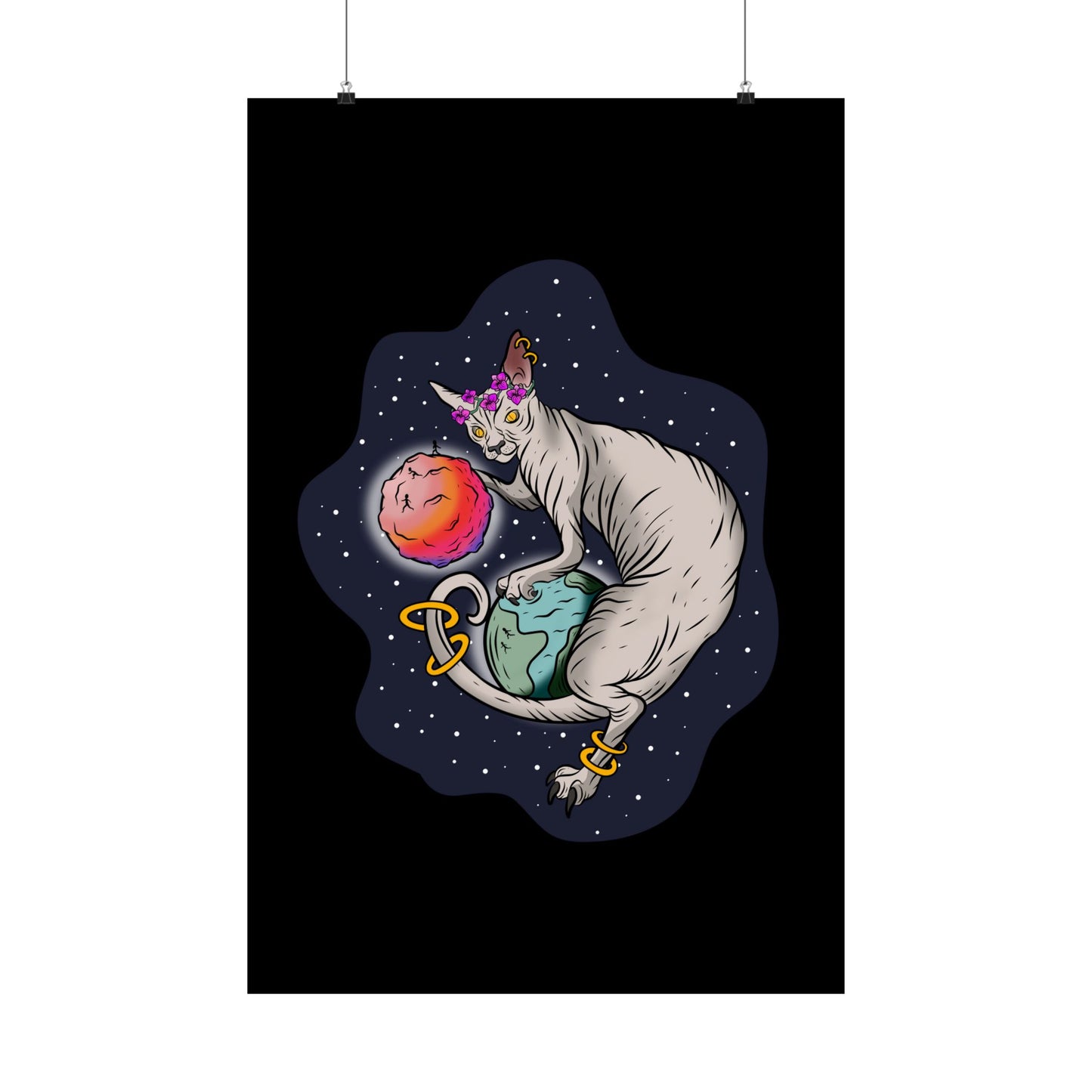 The Great Space Flora Sphynx Cat Space Matte Poster