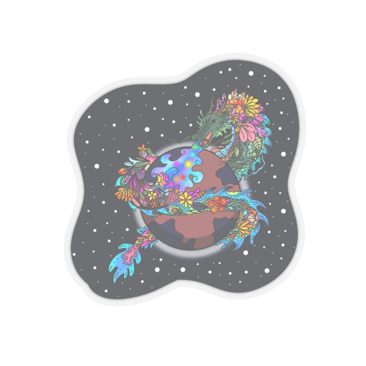 Cosmic Blossoms: The Great Space Flora Dragon Sticker