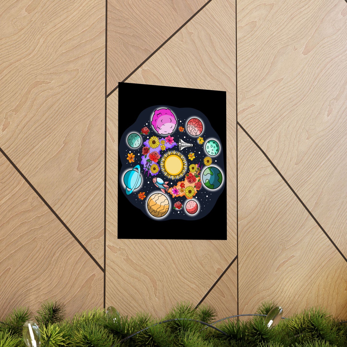 The Space Flora Solar System Matte Space Poster