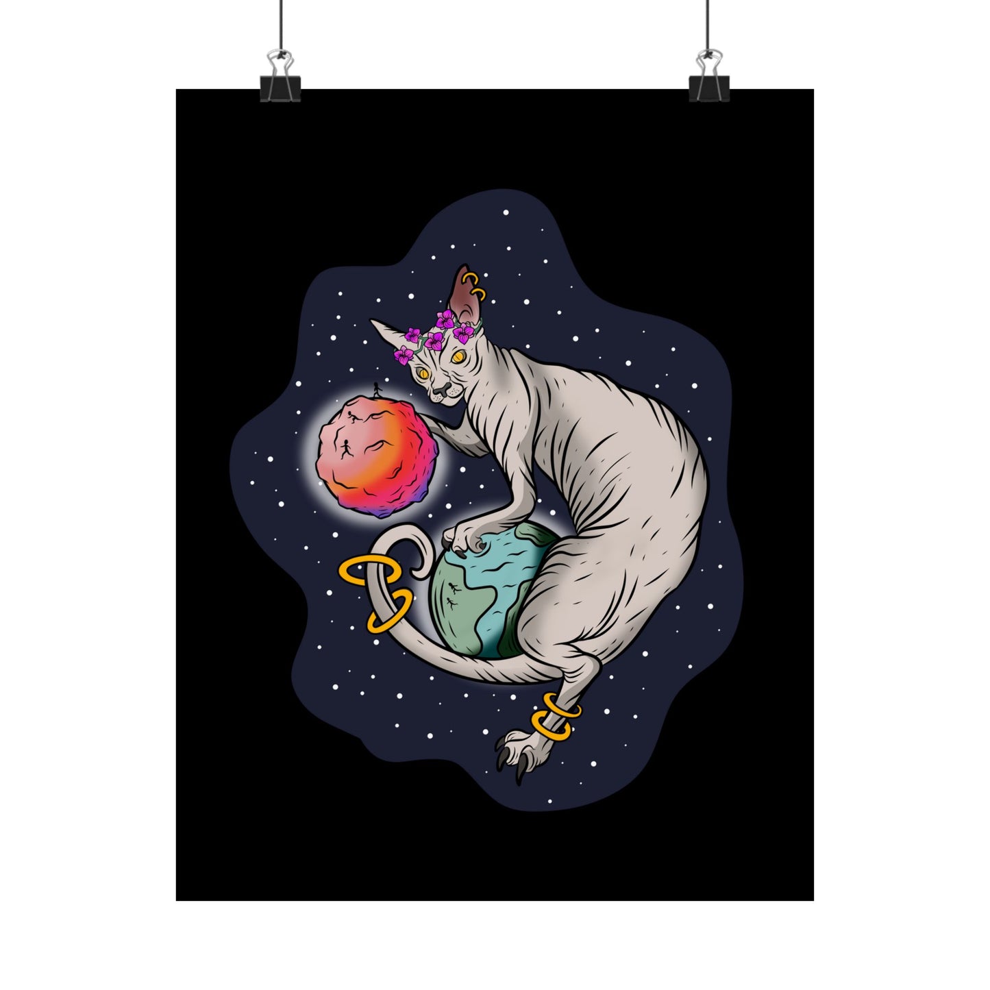 The Great Space Flora Sphynx Cat Space Matte Poster