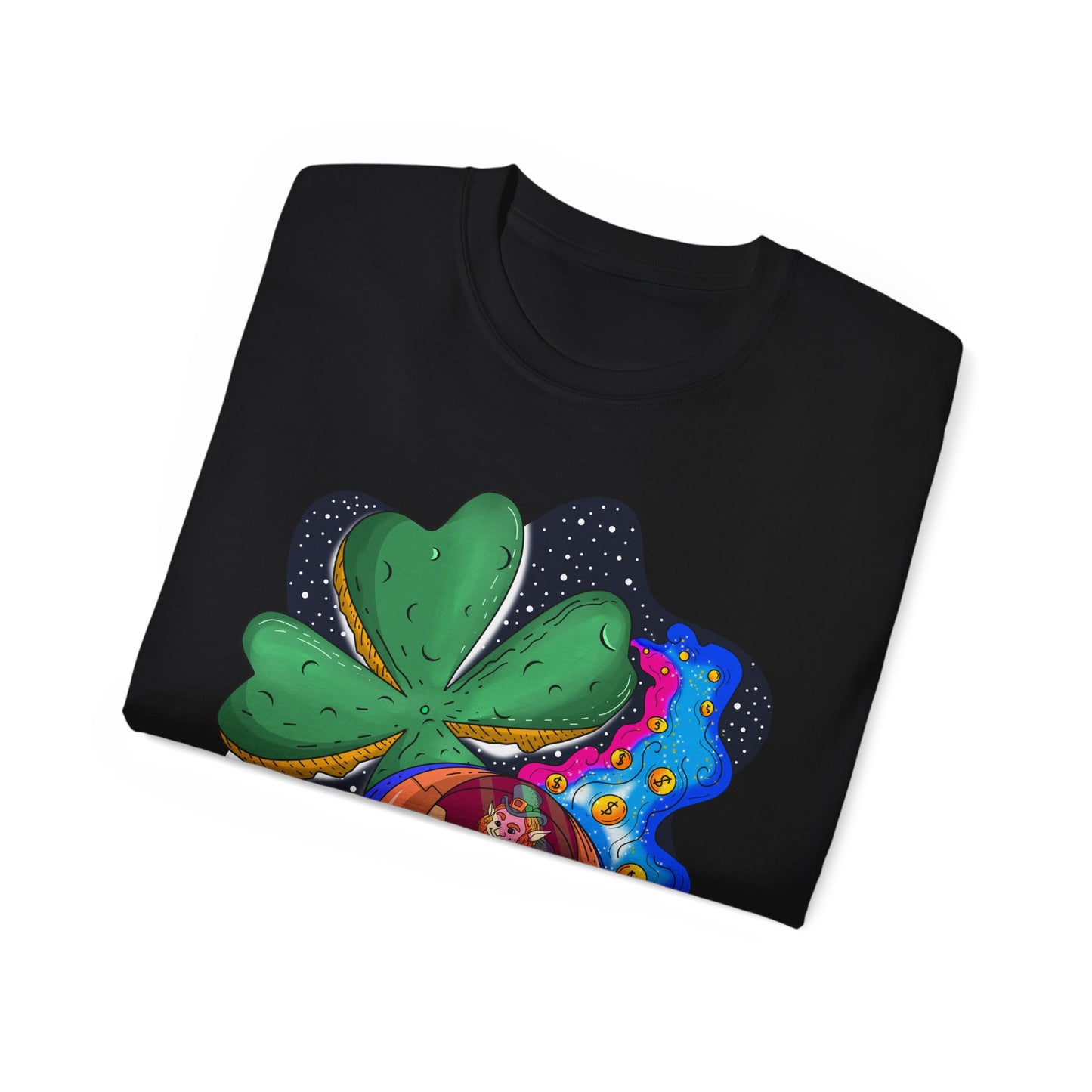 Saint Patrick's Planet and the Leprechaun's Flying Gold Saucer Unisex T-Shirt