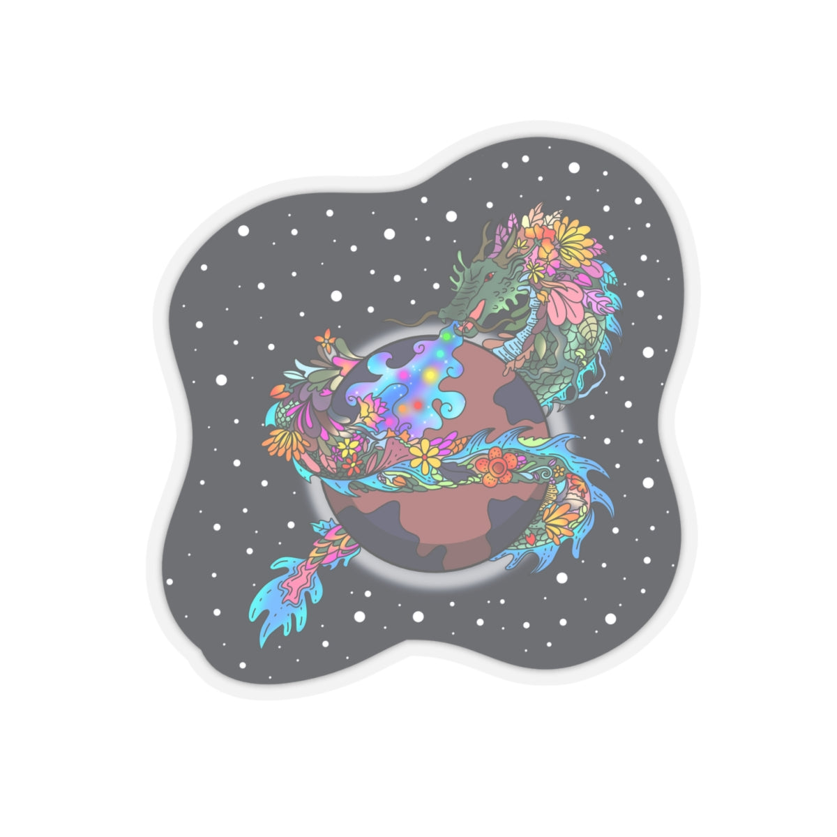 Cosmic Blossoms: The Great Space Flora Dragon Sticker