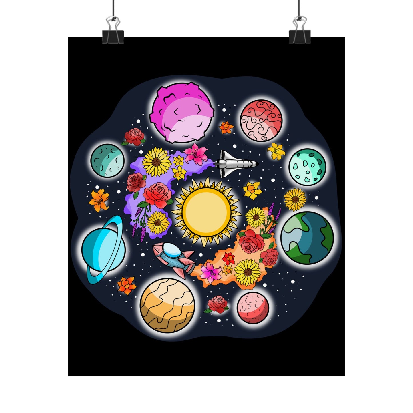 The Space Flora Solar System Matte Space Poster