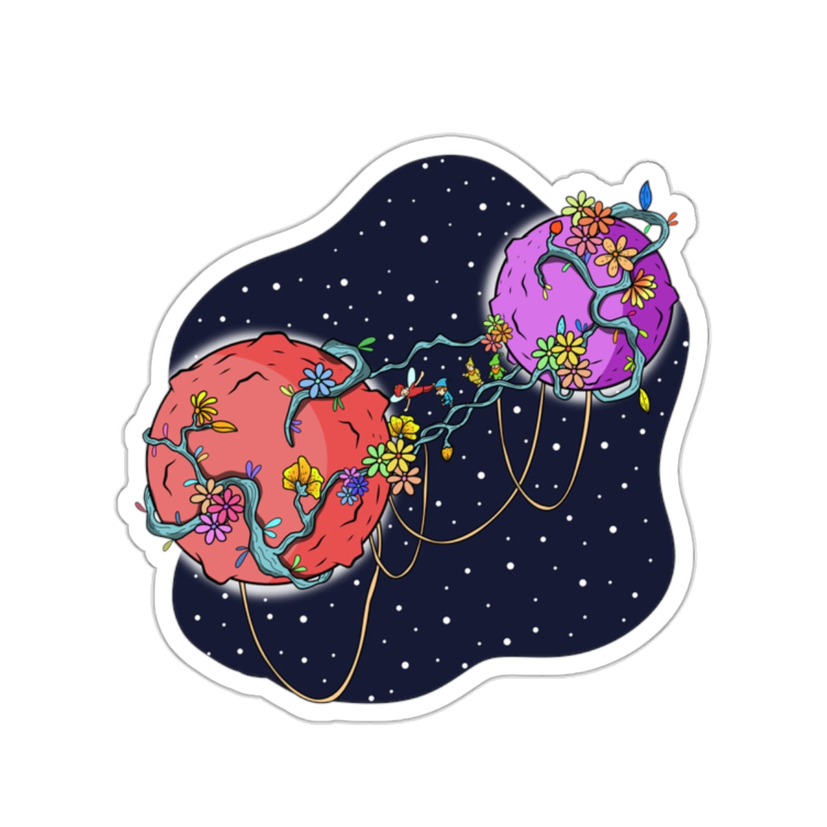 Collision of Worlds: The Space Flora Planet Luba and Elio Sticker