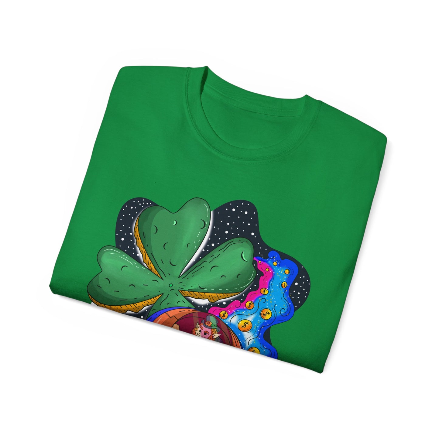 Saint Patrick's Planet and the Leprechaun's Flying Gold Saucer Unisex T-Shirt