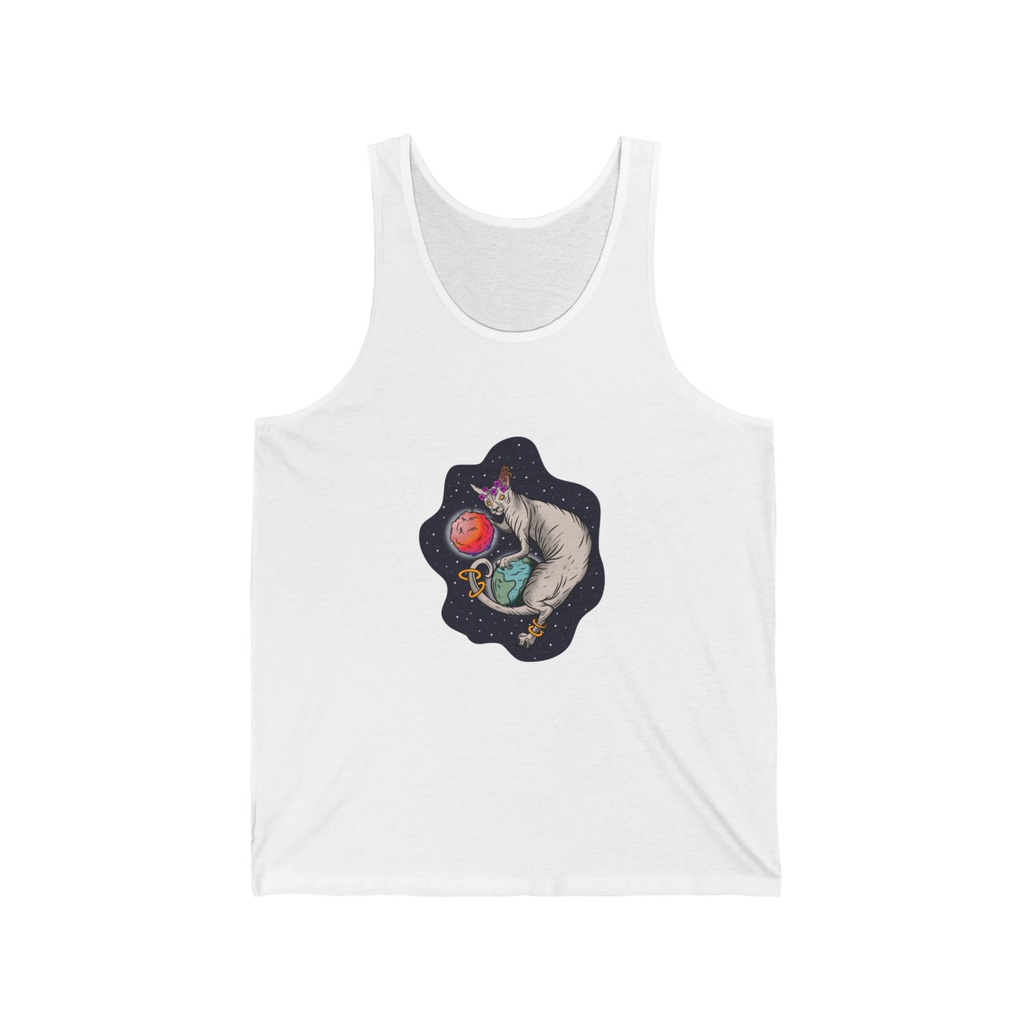 The Great Space Flora Sphynx Cat Unisex Tank Top