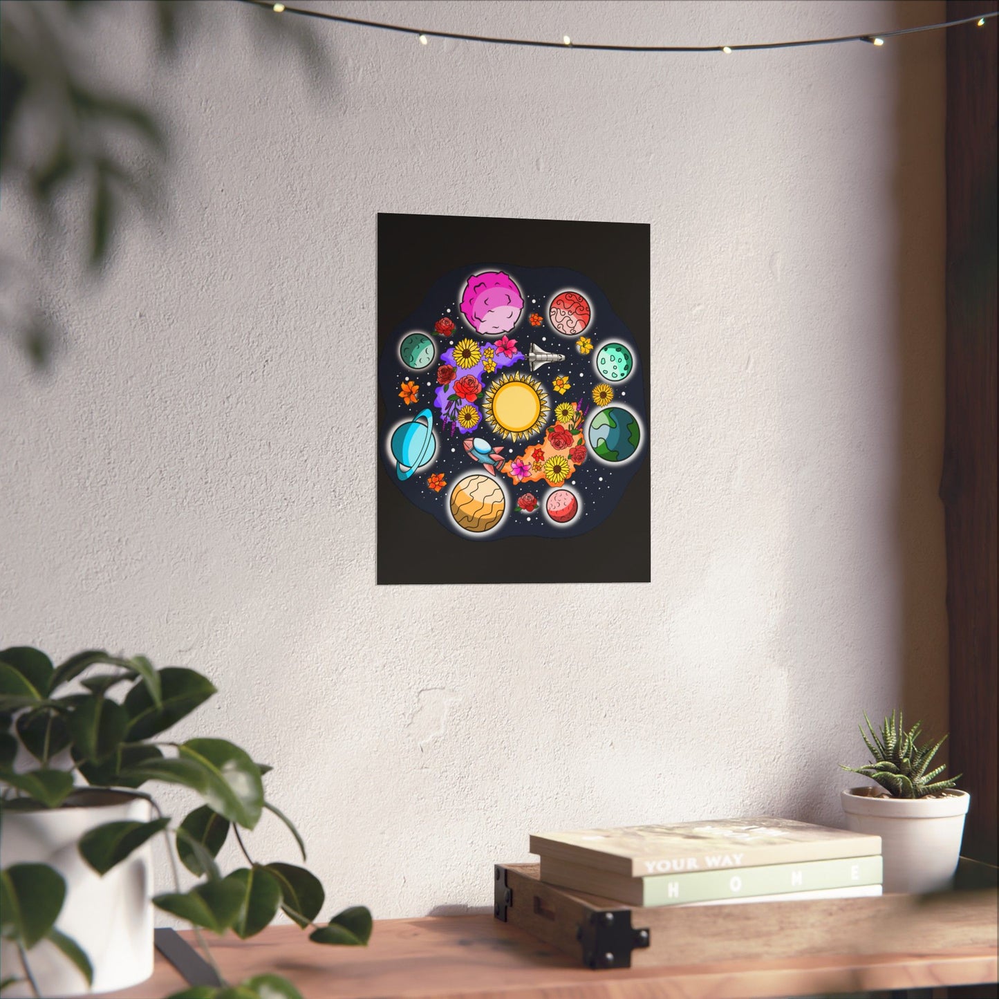 The Space Flora Solar System Matte Space Poster