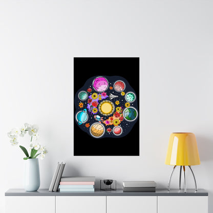 The Space Flora Solar System Matte Space Poster