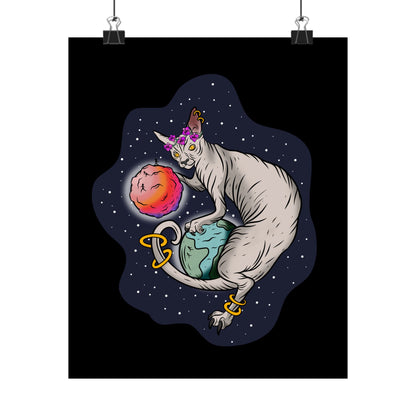 The Great Space Flora Sphynx Cat Space Matte Poster