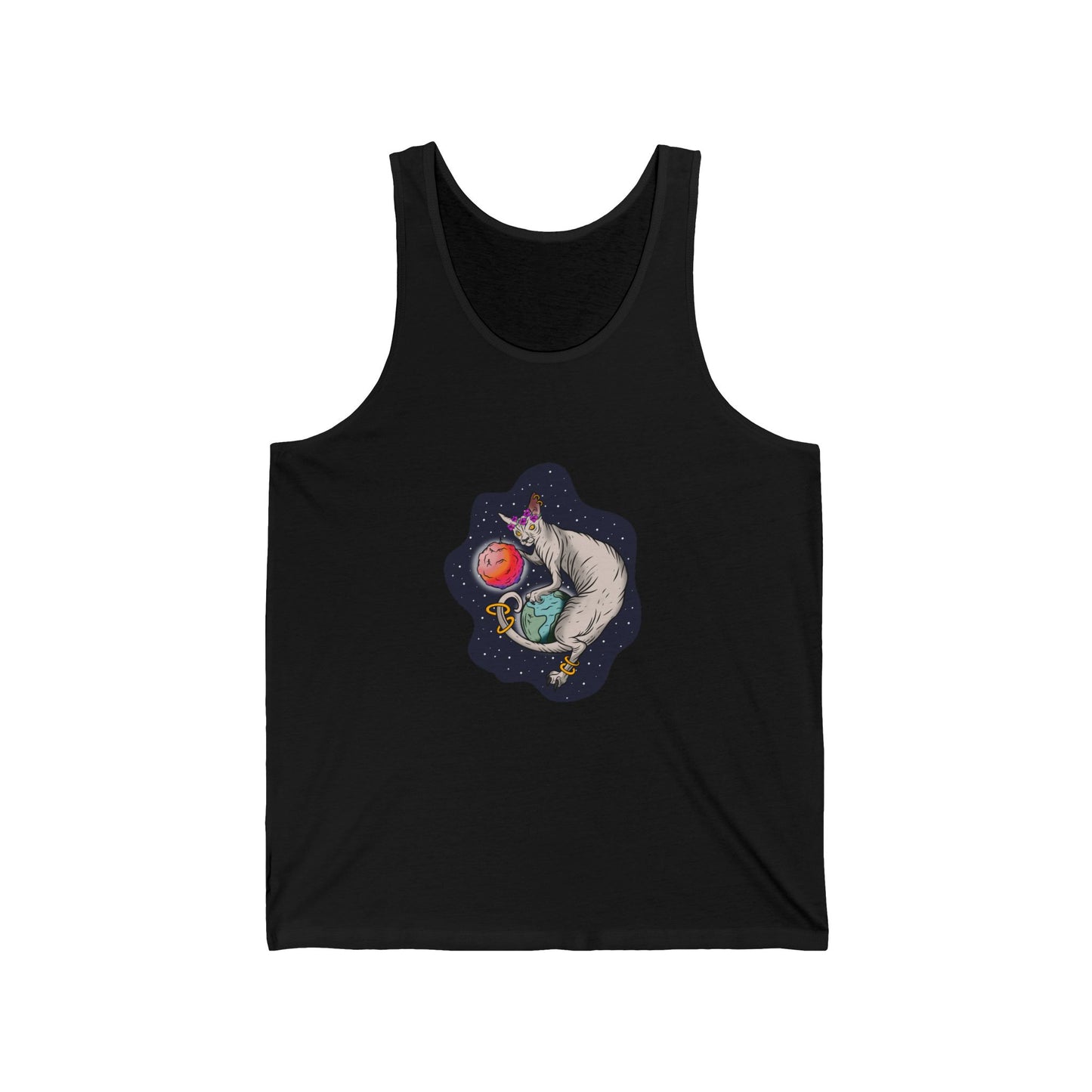 The Great Space Flora Sphynx Cat Unisex Tank Top