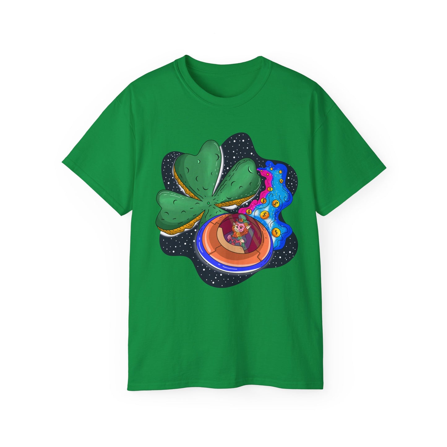 Saint Patrick's Planet and the Leprechaun's Flying Gold Saucer Unisex T-Shirt