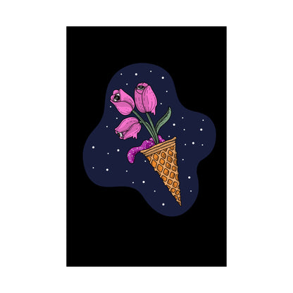 Space Tulips In Unidentified Ice-Cream Cone Space Matte Poster