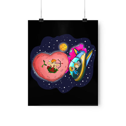 Planet Cupid And His Arrows Space Matte Poster