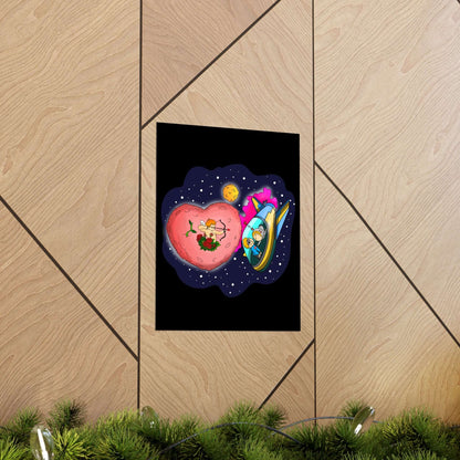 Planet Cupid And His Arrows Space Matte Poster