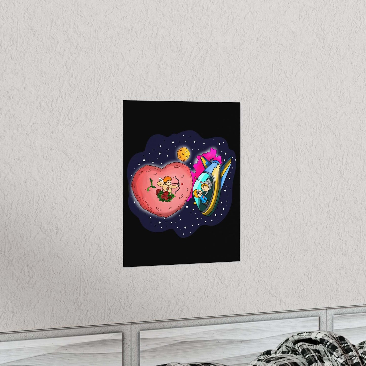 Planet Cupid And His Arrows Space Matte Poster