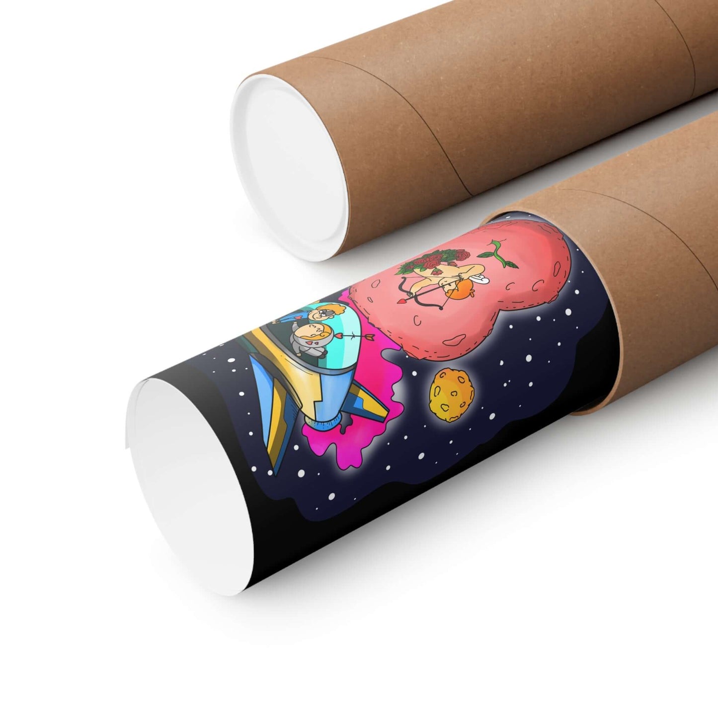 Planet Cupid And His Arrows Space Matte Poster