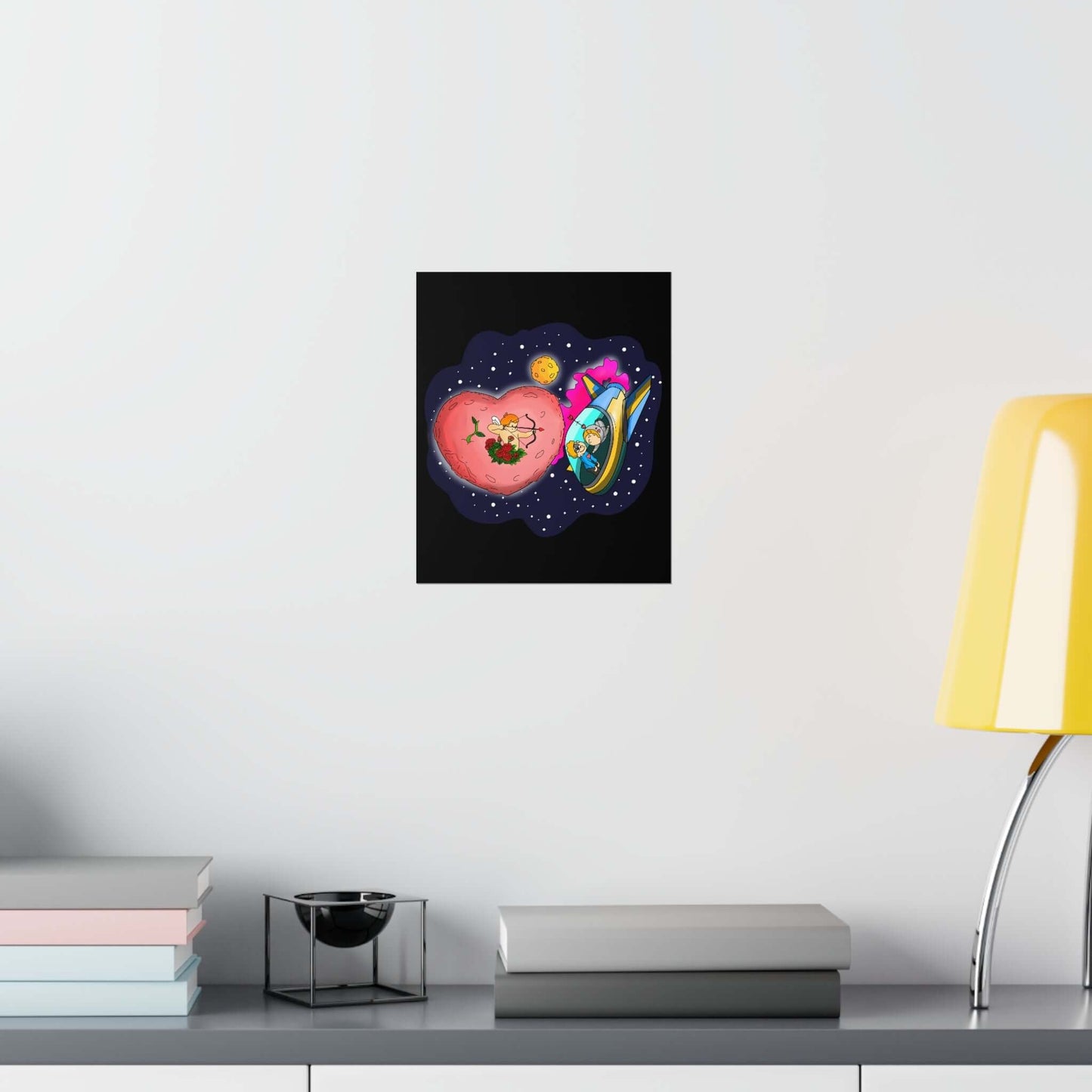 Planet Cupid And His Arrows Space Matte Poster