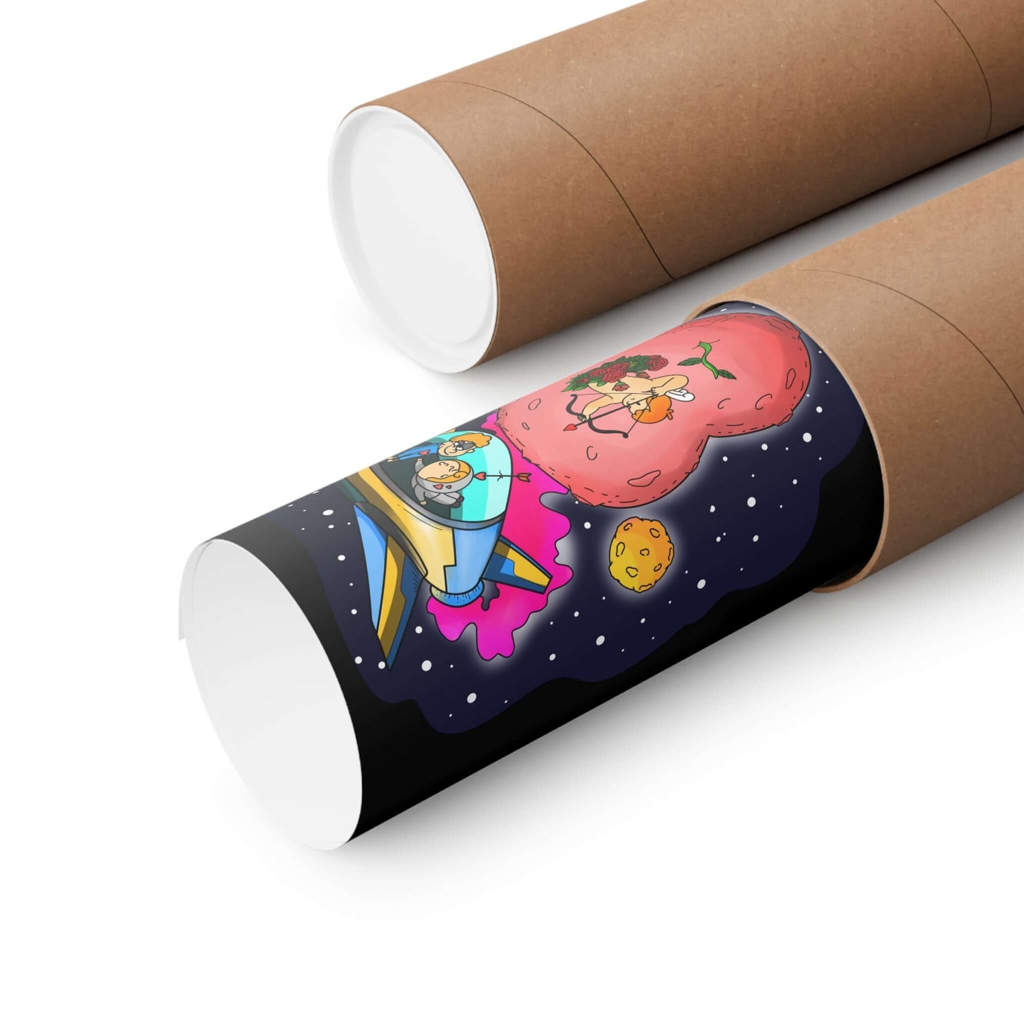 Planet Cupid And His Arrows Space Matte Poster