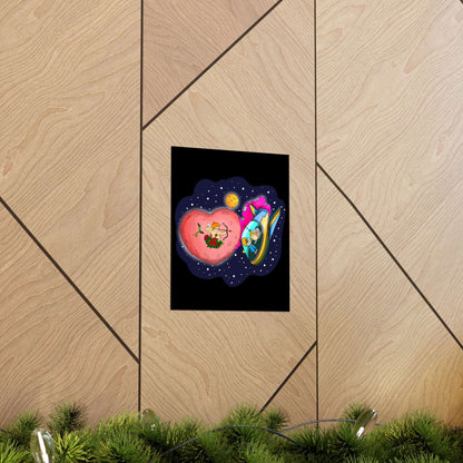 Planet Cupid And His Arrows Space Matte Poster