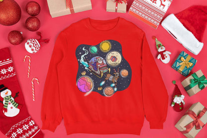 Santa's Space Delivery Unisex Heavy Blend™ Crewneck Sweatshirt - Space Flora