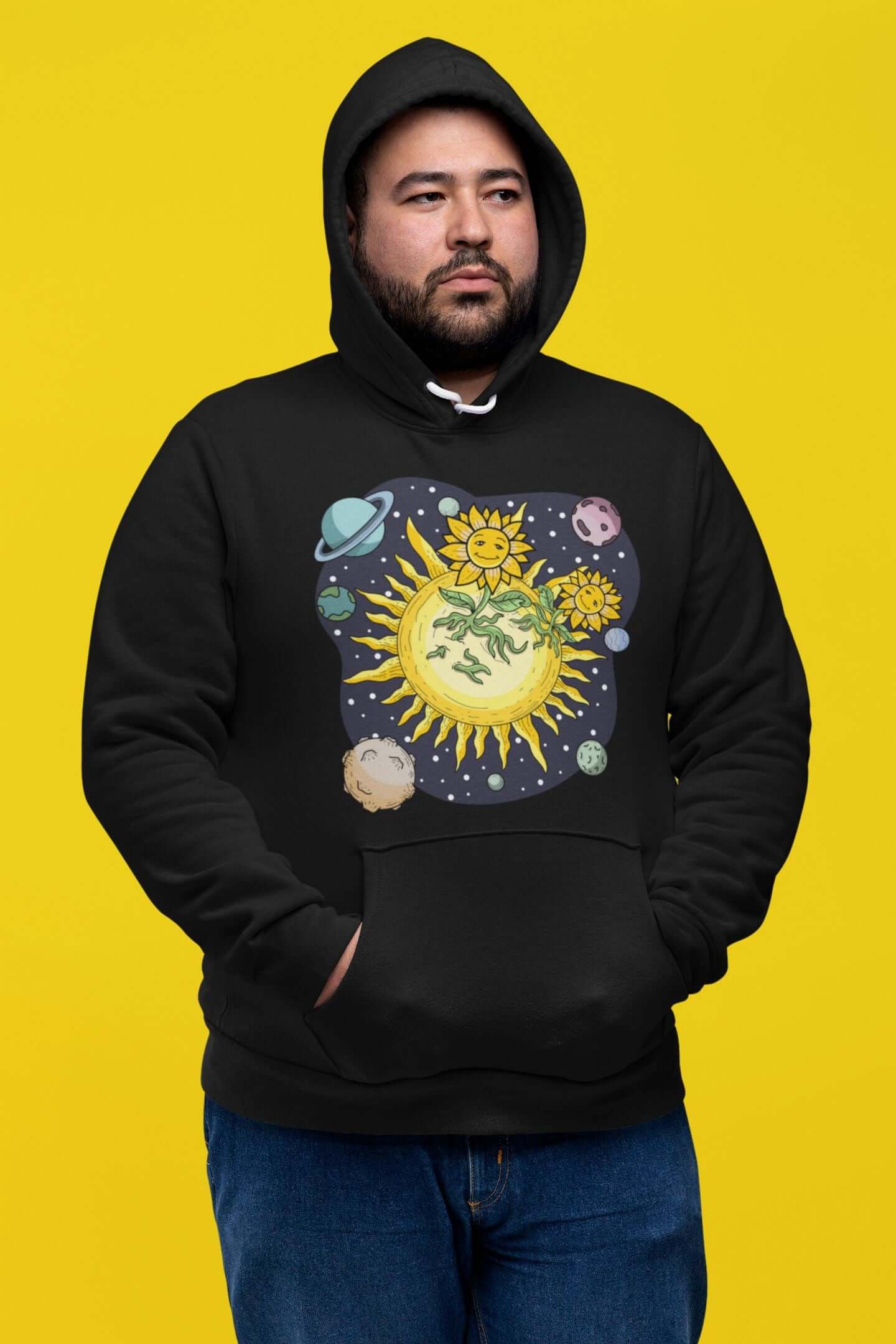 Sunflower Paradise Unisex Heavy Blend™ Hooded Sweatshirt - Space Flora