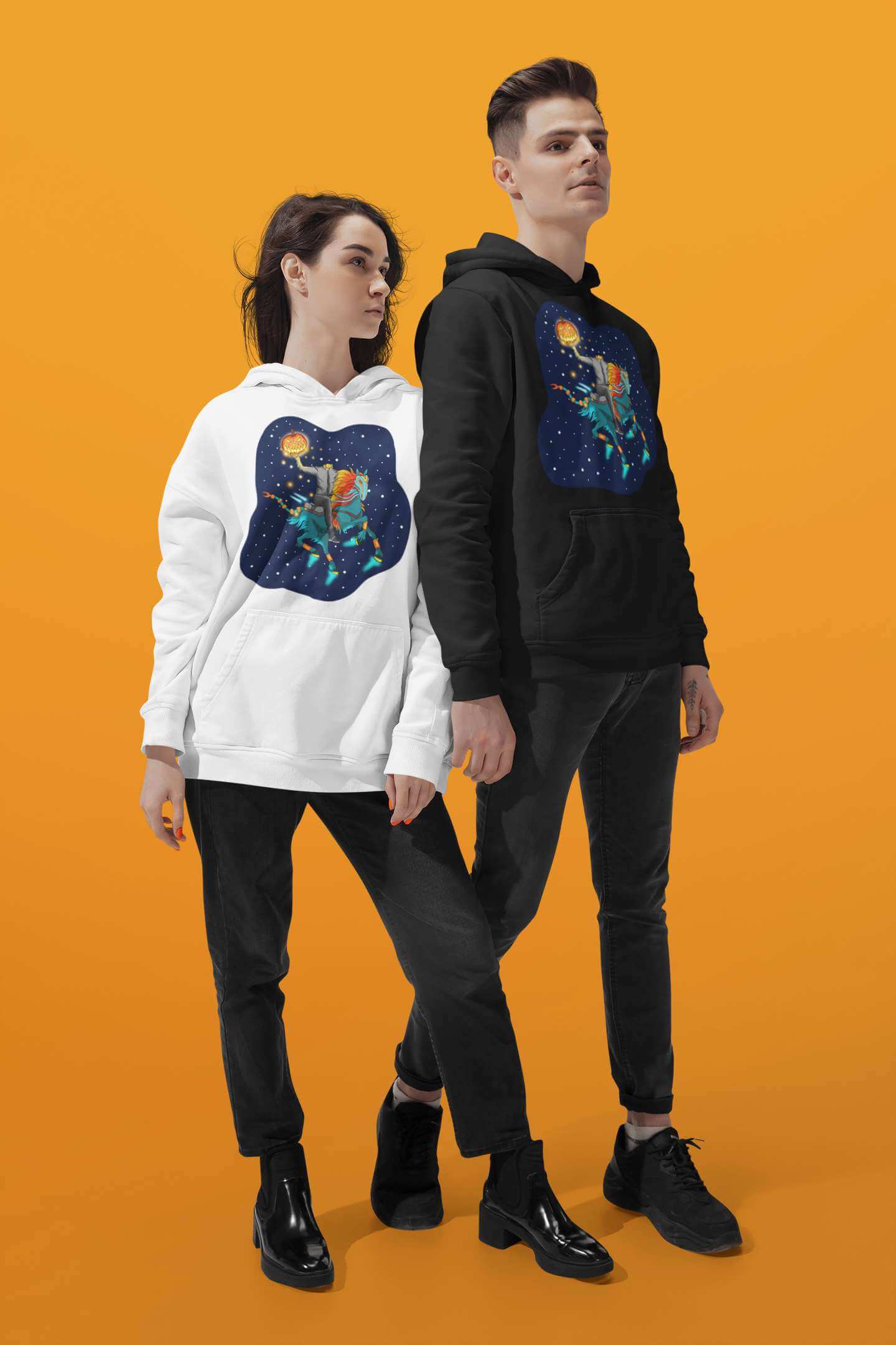 The Flying Headless Space Horseman Unisex Heavy Blend™ Hooded Sweatshirt - Space Flora