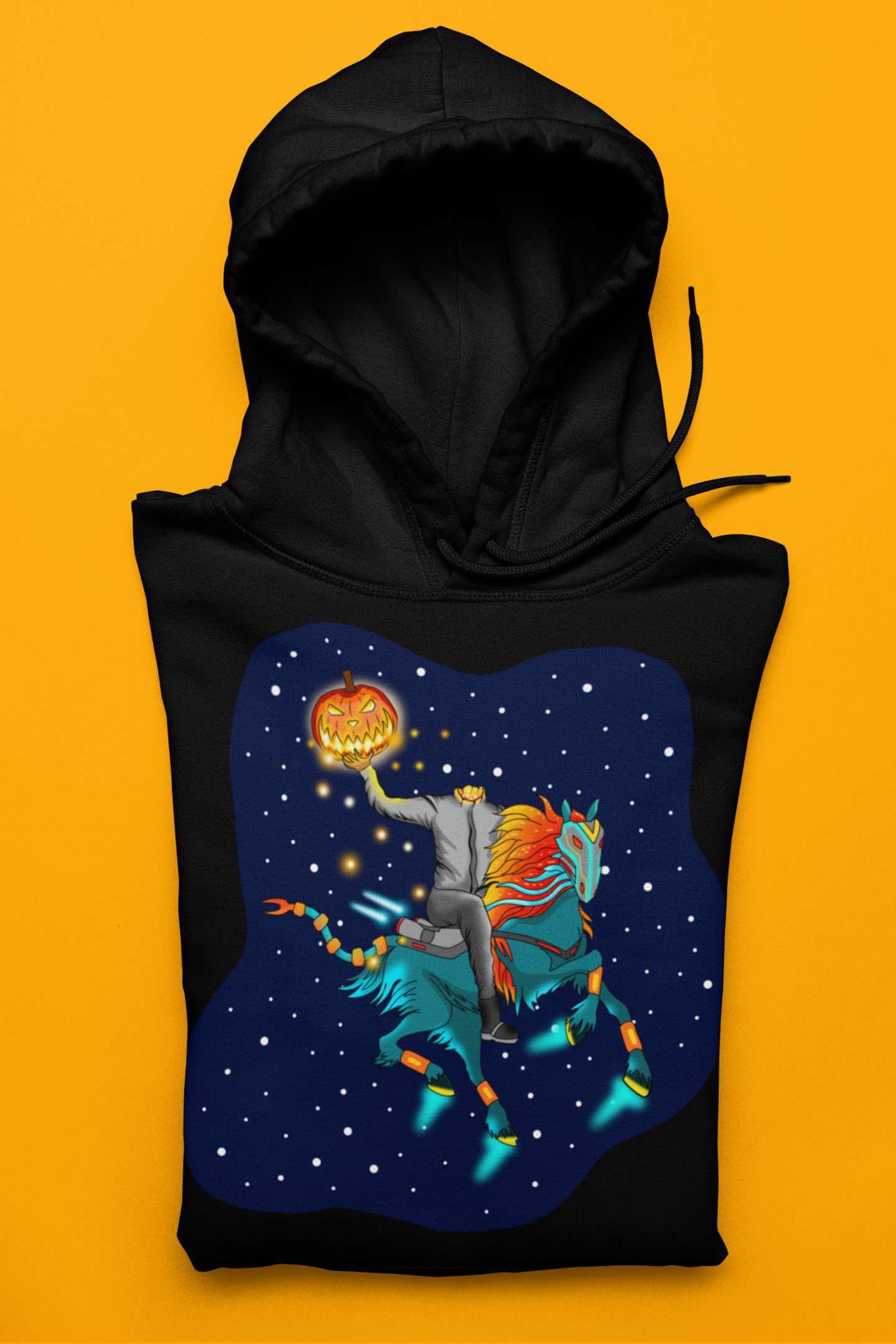 The Flying Headless Space Horseman Unisex Heavy Blend™ Hooded Sweatshirt - Space Flora